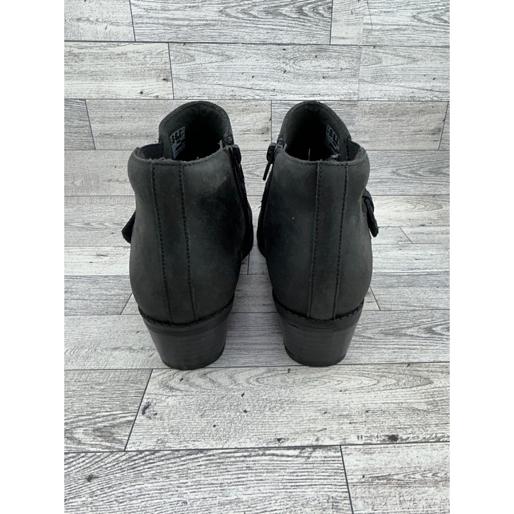 Clarks Collection Women Black Leather Studded Buckle Ankle Boots Sz 8M - Picture 7 of 13